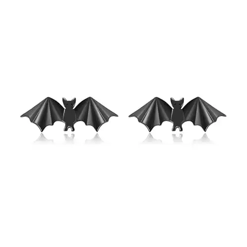 Silver Halloween Bat Earrings