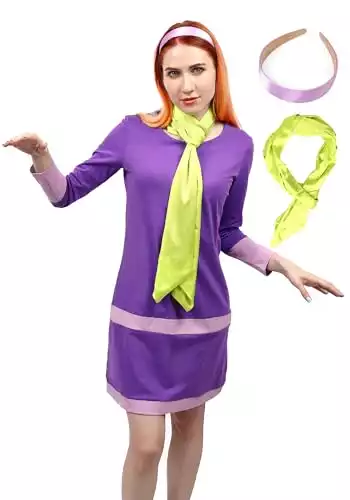 Daphne Costume - Purple Dress With A Scarf and Headband