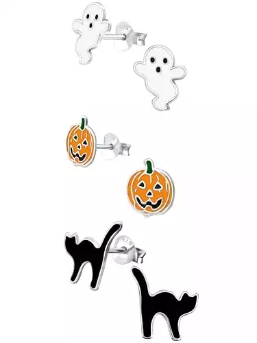 Set of 3 Pairs Halloween Stud Earrings (Nickel Free)