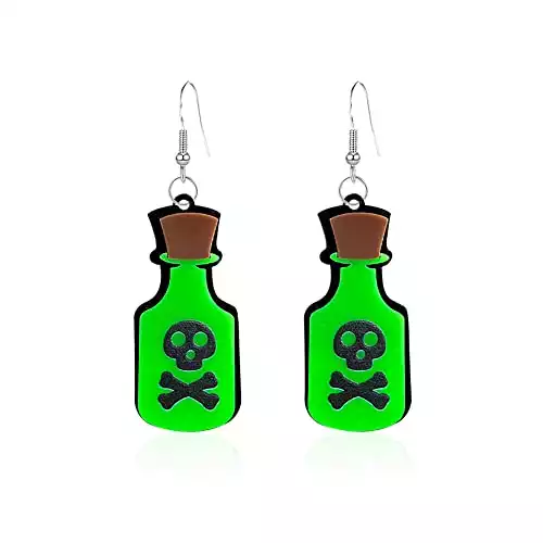 Glowing In The Dark Poison Bottle Earrings