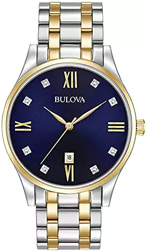 Bulova Men's Classic Stainless Steel Watch With Diamonds