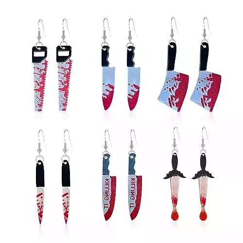 Six Pairs Bloody Knive Earrings