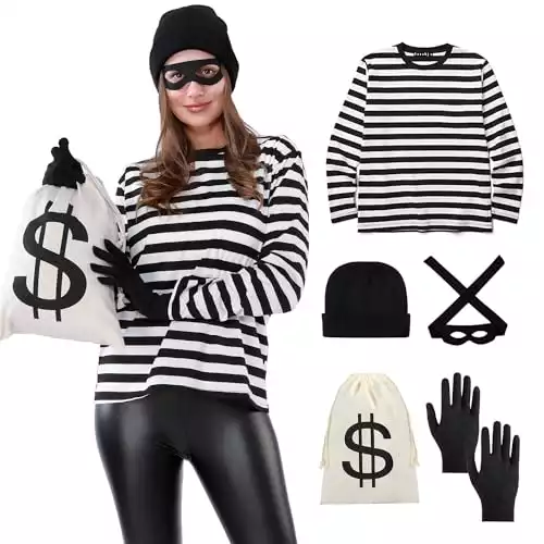 Five Pieces Robber Costume Set