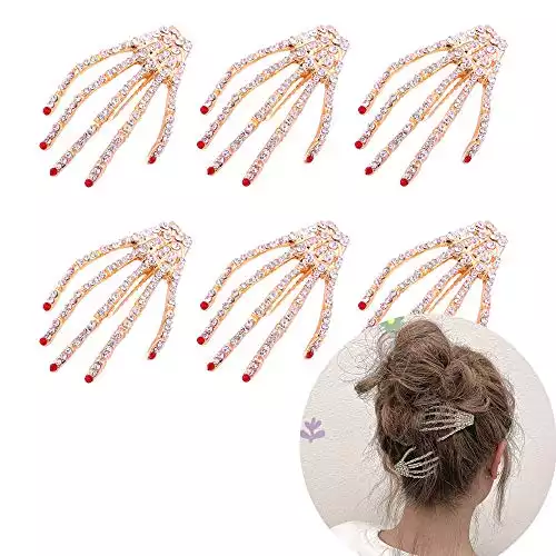 Rhinestone Hand Bone Shape Hair Clips