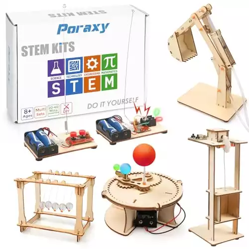 Five Wooden Building Kits with 3D Puzzles | DIY Science Experiment Models