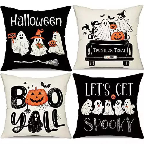 Set of Four Halloween Pillow Covers (18x18 inch)