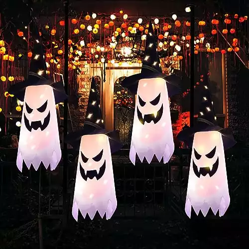 Four Glowing Hanging Ghosts