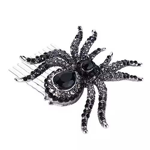 Black Spider Hair Side Comb Austrian Crystal