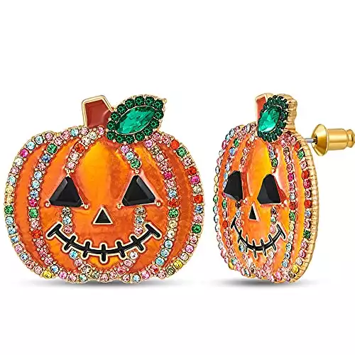 Cute Shiny Pumpkin Halloween Earrings