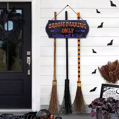 Wooden Broom Parking Sign