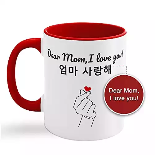 Large Ceramic, Korean-Themed Gift Mug for Mom