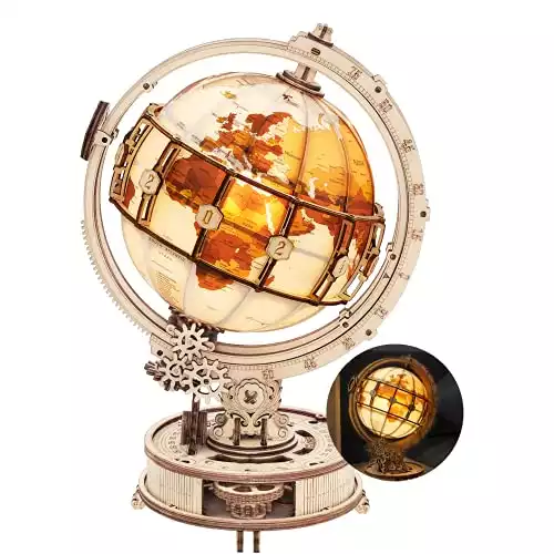 3D Wooden Globe Puzzles With Built-In LED