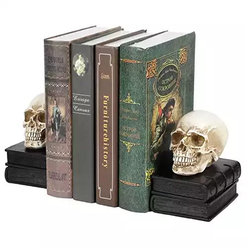 Vintage Style Skull Decorative Bookends