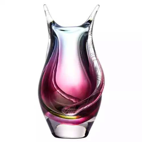 Hand-Blown Sommerso Art Glass Teardrop Vase