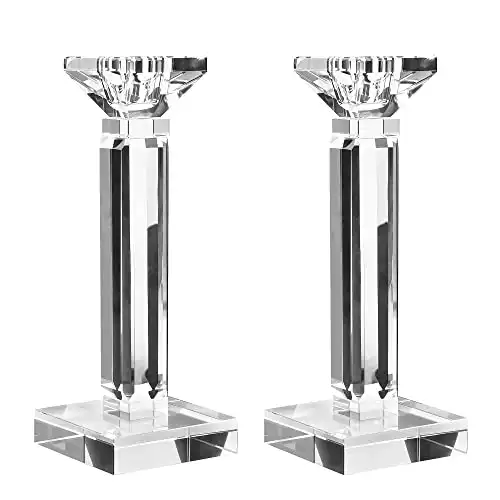 Set of Two Crystal Candle Holders