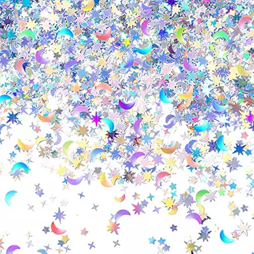 Holographic Star and Moon Table Confetti