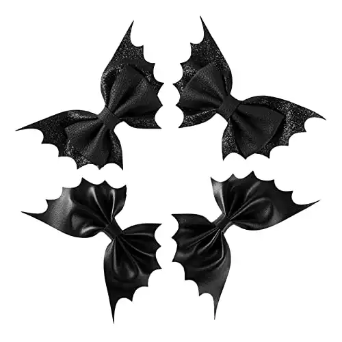 Four Bat Hair Bow Halloween Clips