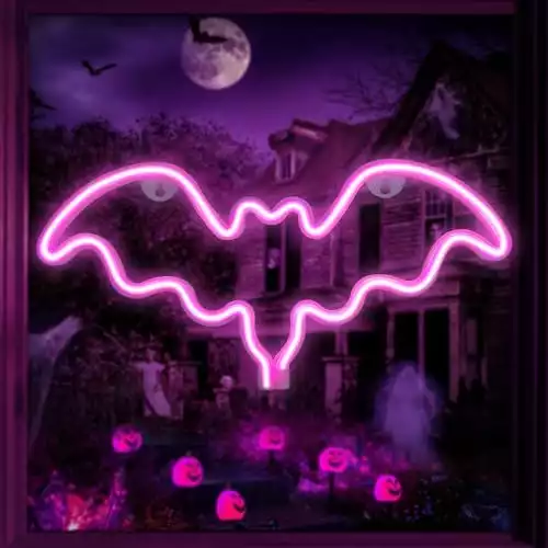 Pink Bat Shaped Neon Sign