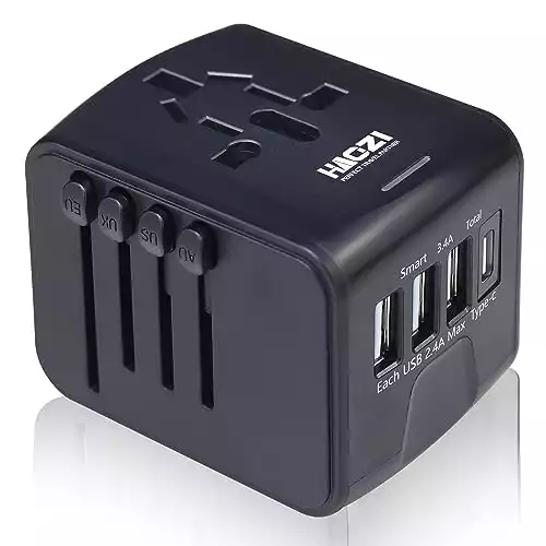 Universal Travel Adapter with UK/US/AUS/EU Plugs and Socket