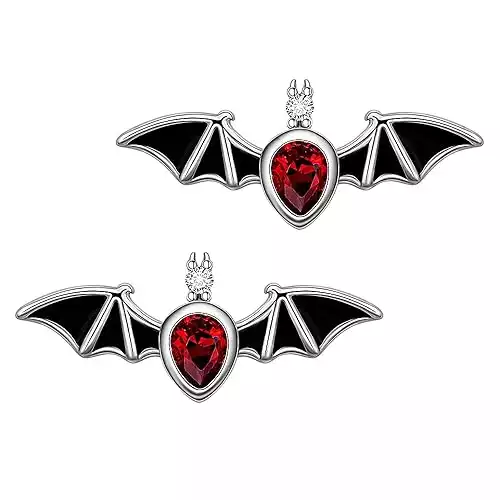 Silver Halloween Bat Earrings