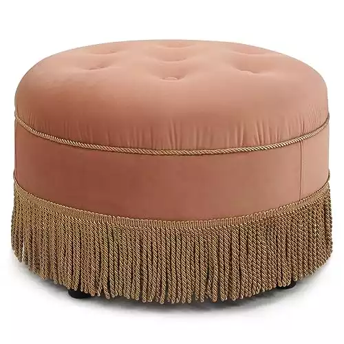 Peach Upholstered Round Ottoman