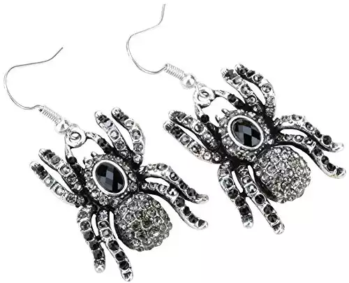 Sparkling Crystals Spider Earrings (Nickle Free)