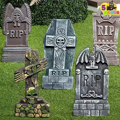 Five Halloween Tombstones Made of Foam