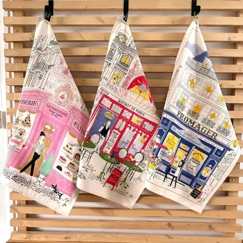 French Address - Set of Three Paris-Themed Kitchen Towels