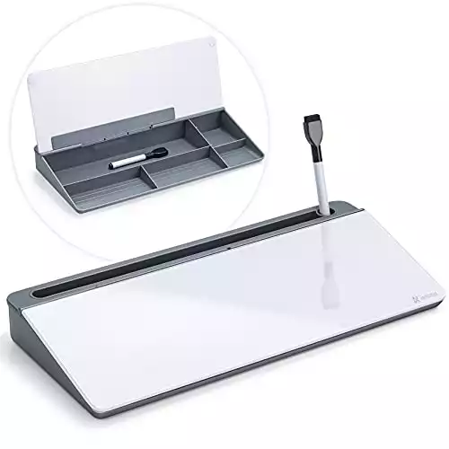 Glass Desk Whiteboard with Storage - Desk Organizers for Home Office