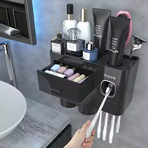 Toothpaste Dispenser and Toothbrush Holder