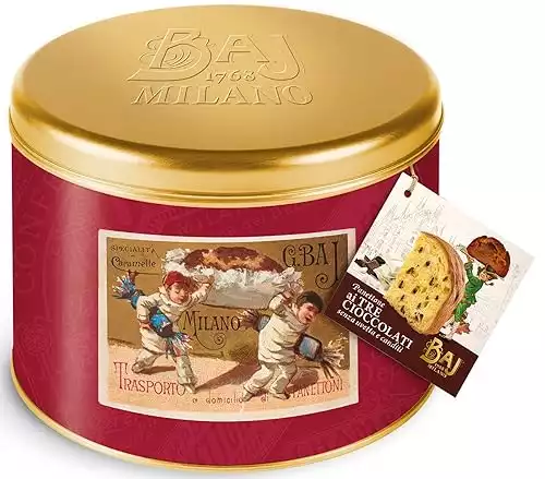 Panettone with Three Chocolates in Tin with Historical Booklet