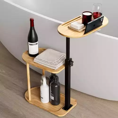 Freestanding Bamboo Bath Tray Caddy