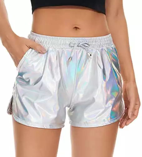 Metallic Shorts with Elastic Drawstring